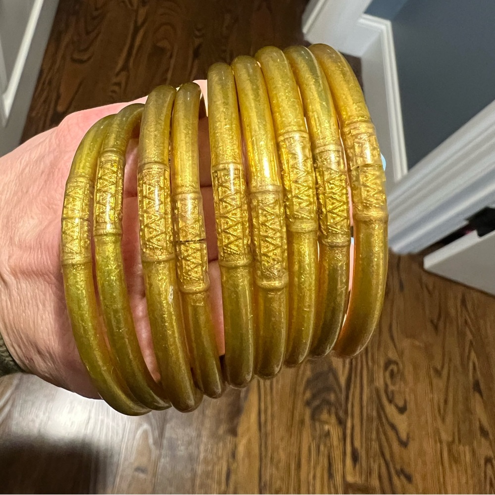 BuDhaGirl GOLD ALL WEATHER BANGLES® (AWB®) - SERENITY PRAYER size small.